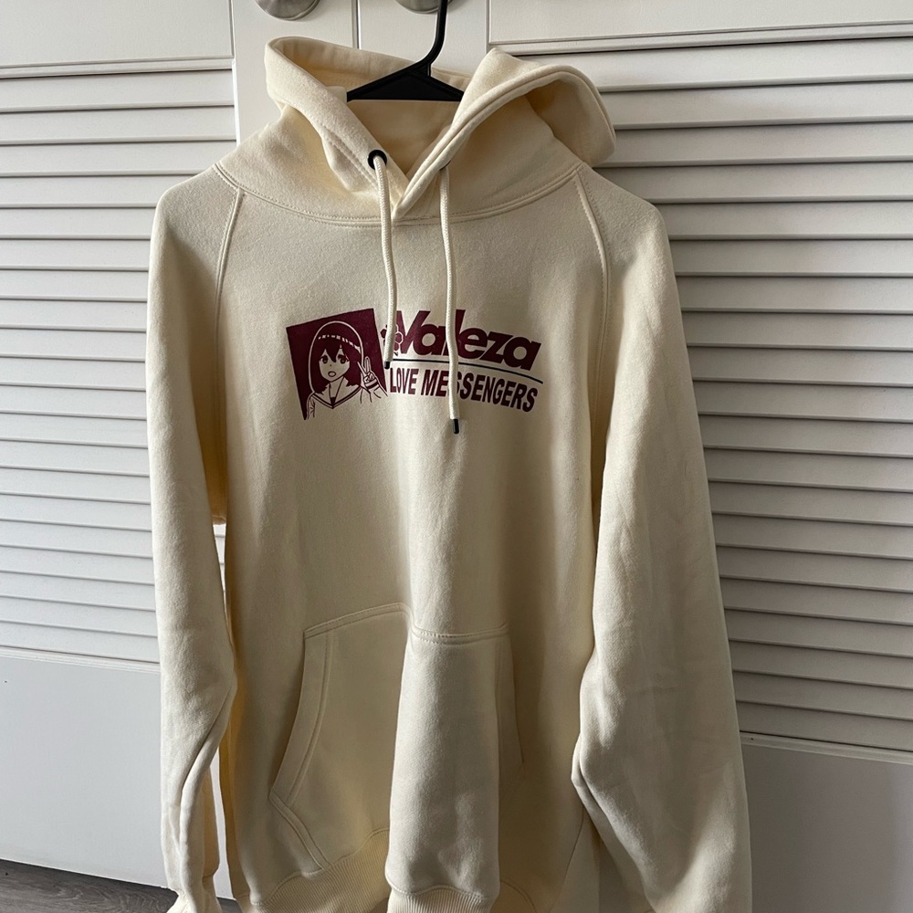 Valeza stay vibin love messenger Cream Hoodie for Men